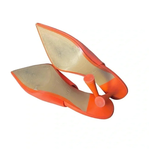 ZARA | Neon Orange Sling Back Pointy Toe Heels Size 9.5 (EU 40) - Picture 7 of 7